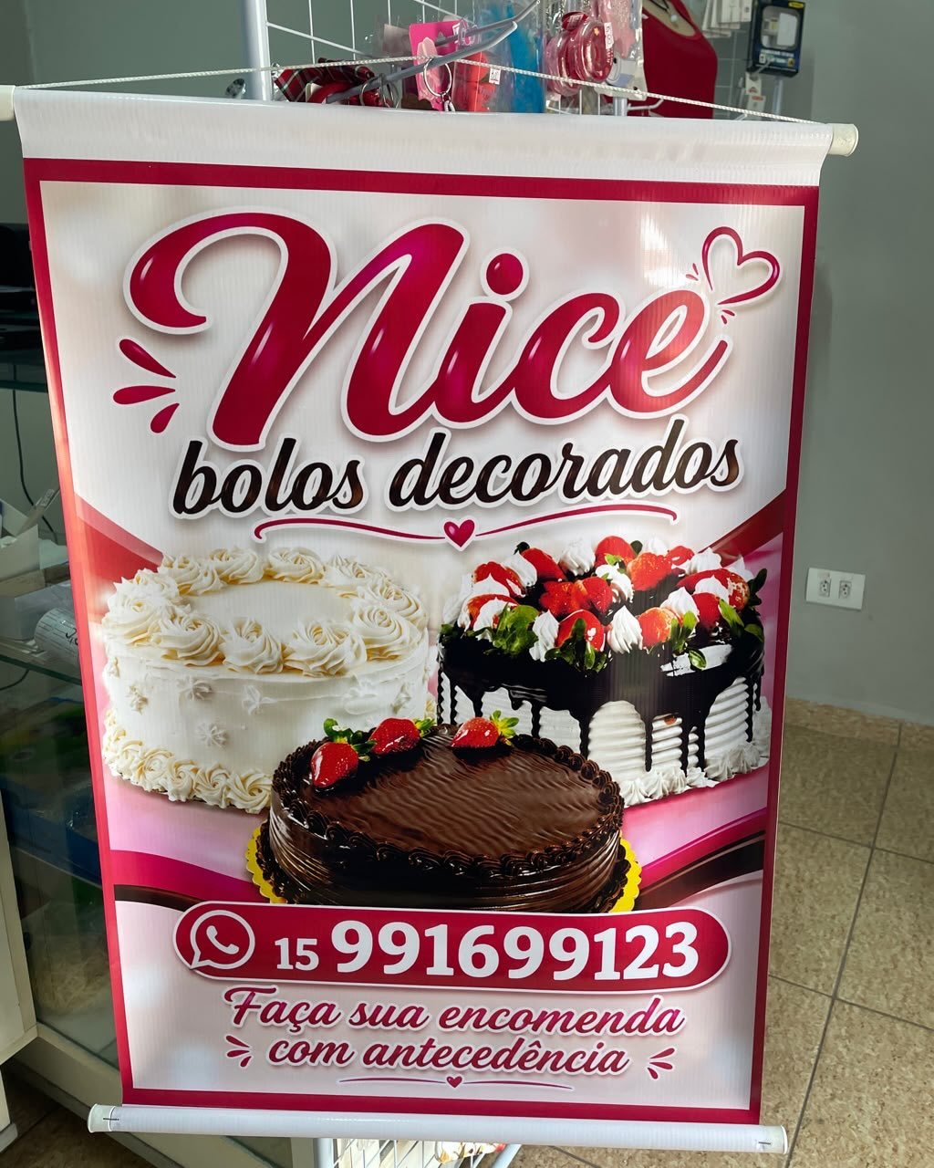Banner roll-up personalizado para Nice Bolos Decorados em Sorocaba