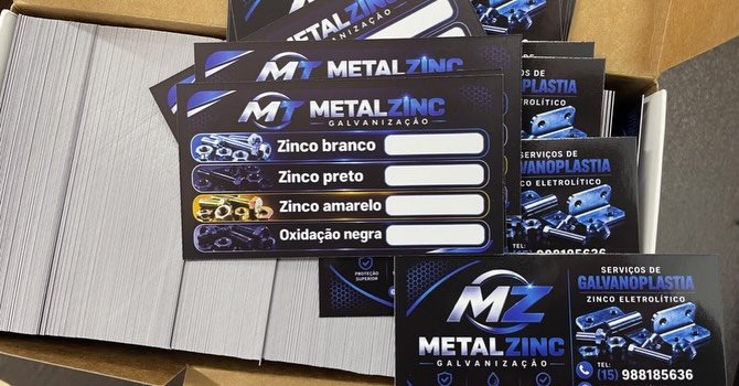 Cartões de visita e impressos personalizados para Metalzinc em Sorocaba